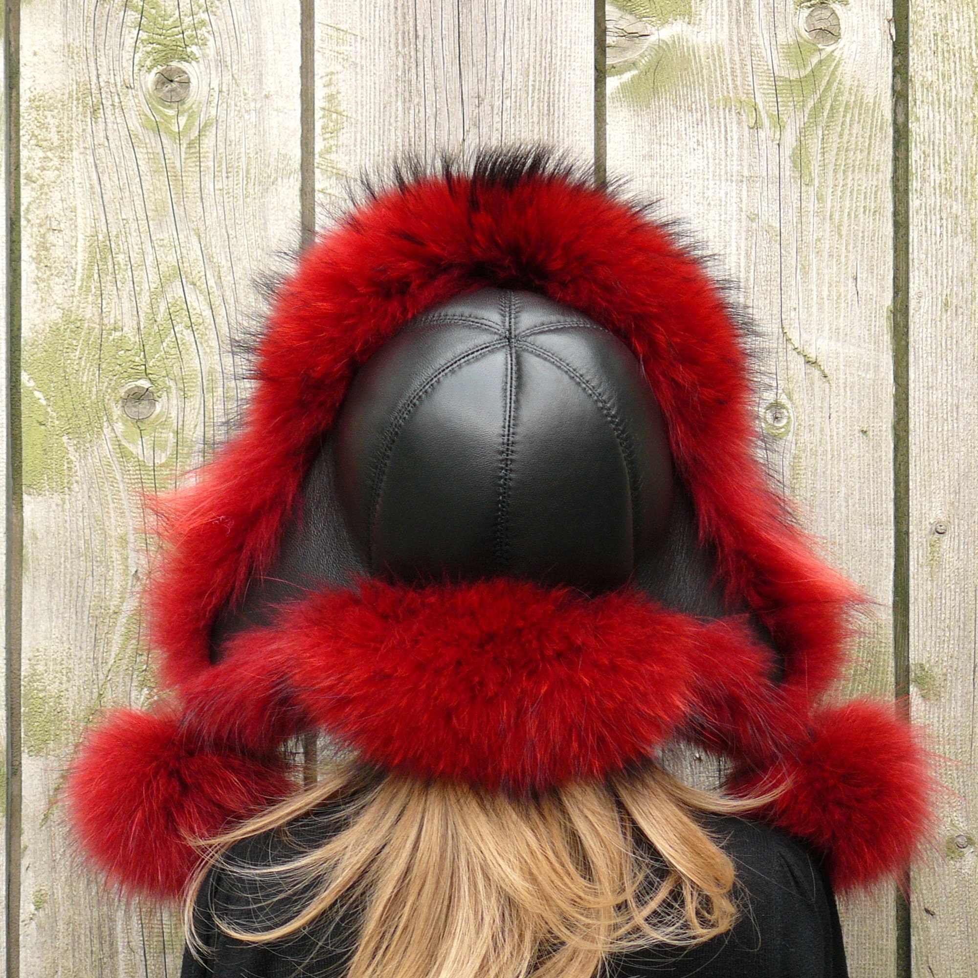 ❤️? Cozy Faux Fur Trapper Hat with Earflaps Real Fox Fur Trapper Hat, Dark Blue Fur Winter Hat, Aviator  main image 2