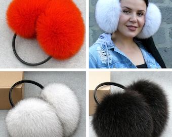 Fur ear muffs women, Real fox fur earmuffs, Winter earwarmers, Warm fluffy ear muffs, Fuzzy ear warmer, Fur accessories, Teenage girl gifts