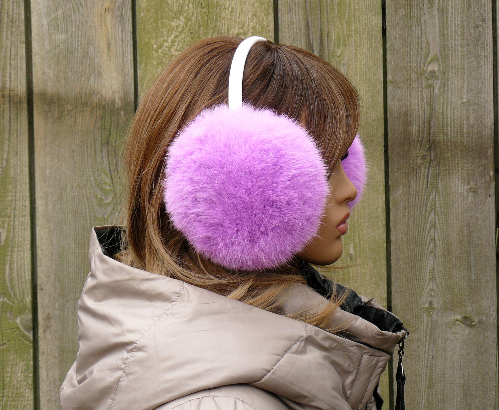 Light Violet Earmuffs Rabbit Fur Earmuffs Winter Etsy