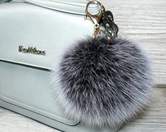 Ciondolo Per Borsa Con Pompon Soffice, Portachiavi Peloso Verde