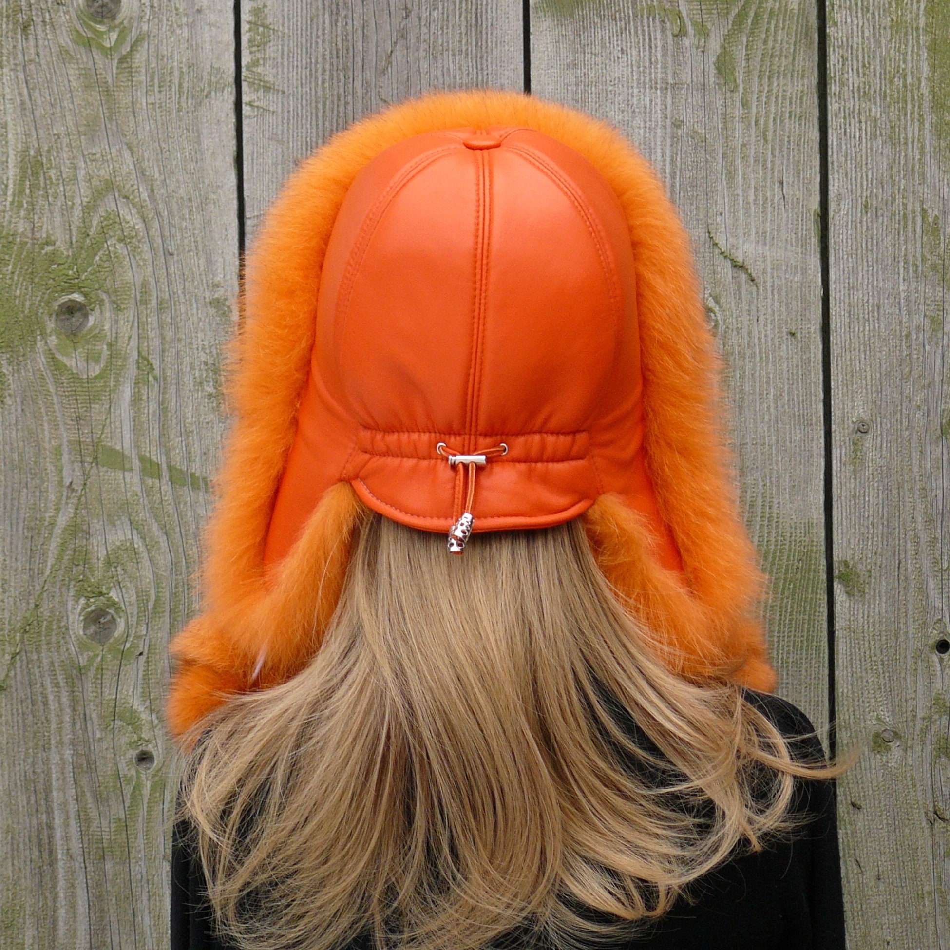 EUC Vintage Orange Faux Fur Hat 1960s Mod Winter Statement Hat Vintage Y2K Faux Fur Hat in Orange – Pop Sick Vintage main image 4