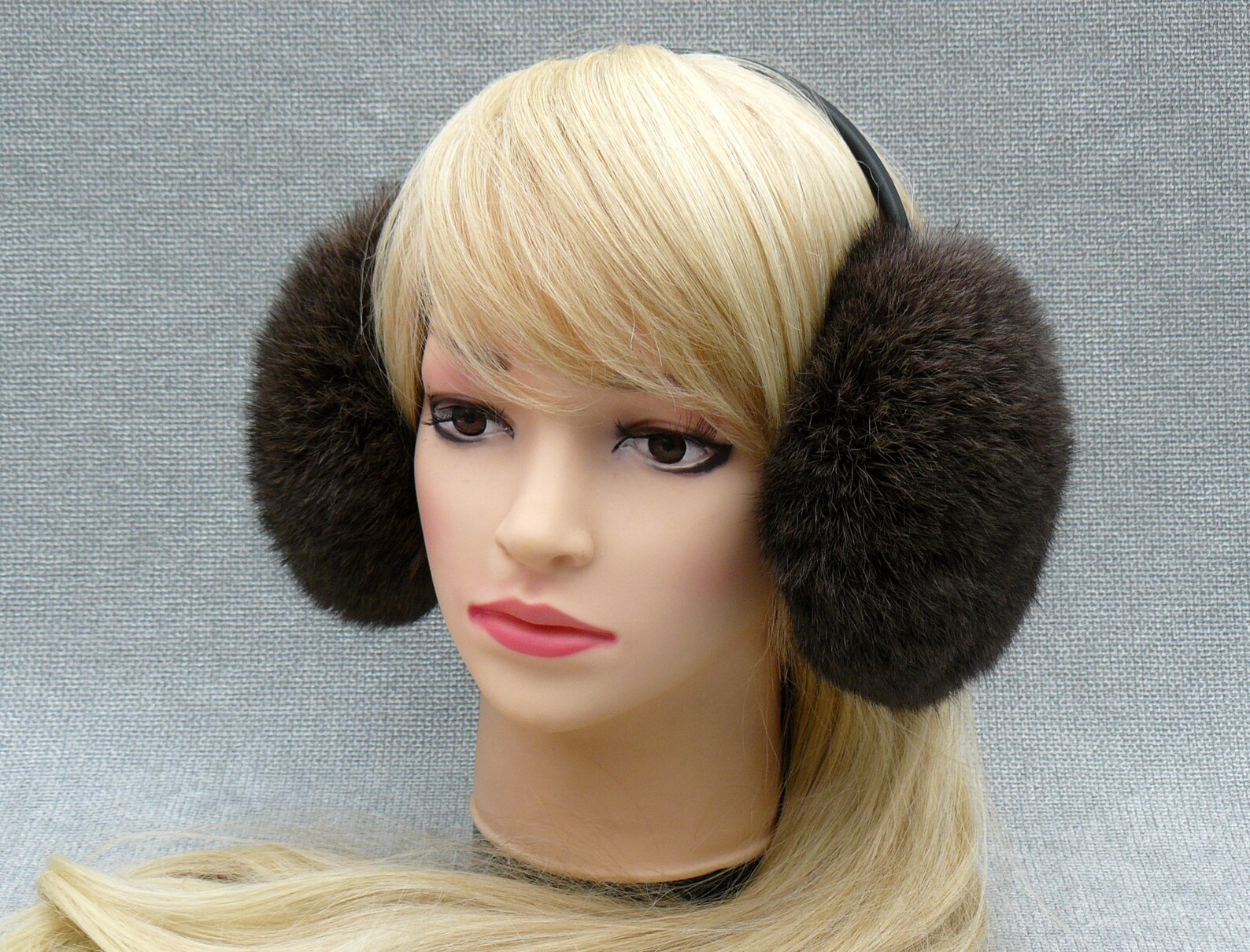 Real fur earmuffs Brown Fur Brown Earmuffs Rabbit fur ear Etsy