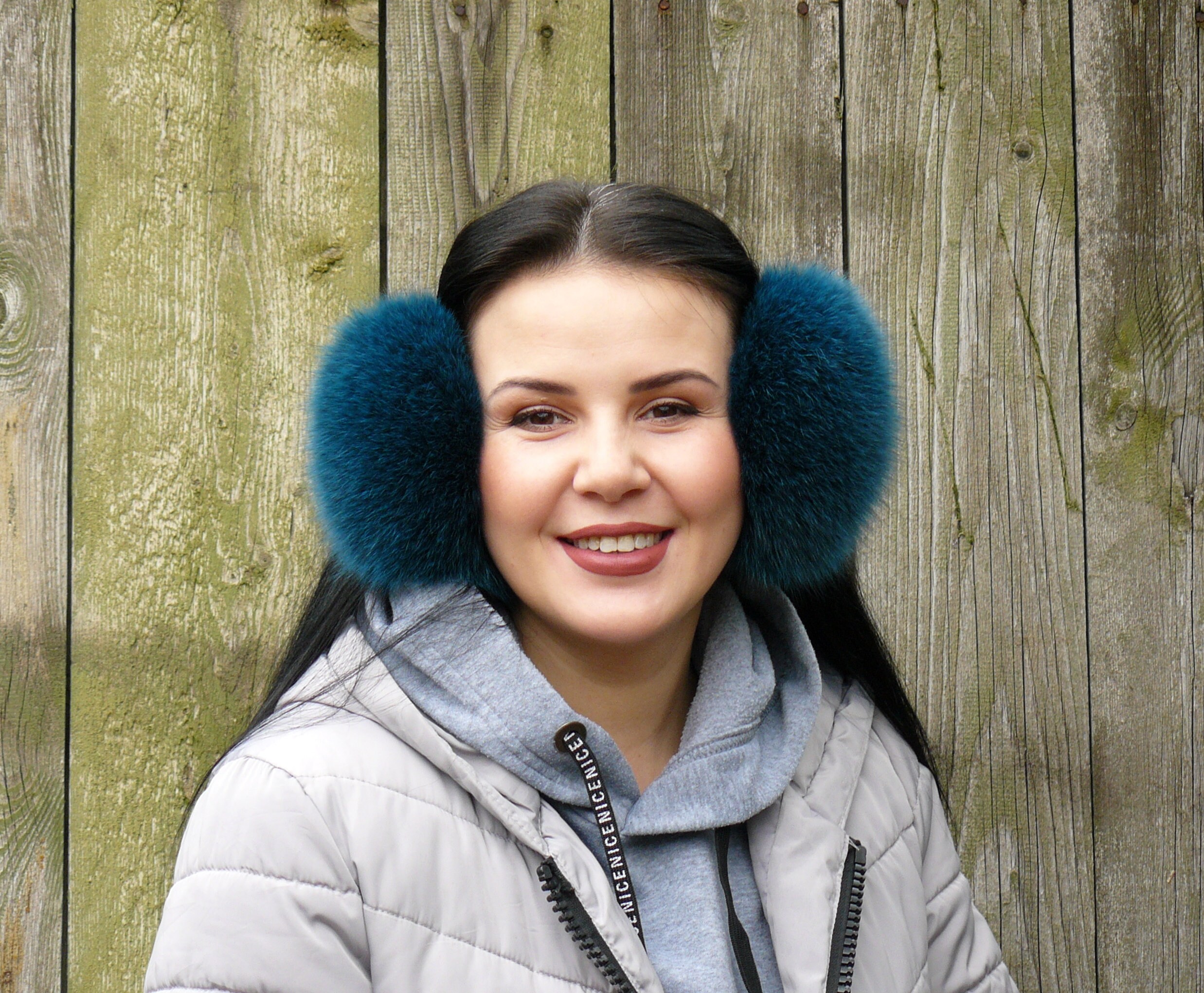 Fox Fur Ear Muffs Women Blue Fluffy Earmuffs Real Fur Etsy