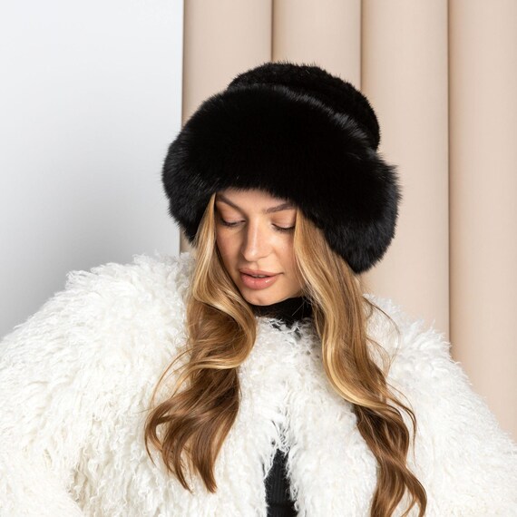 Women\'s Black Faux Fur Fluffy Bucket Hat Winter Warm Fuzzy Mongolian Hat 71NdIb7fPFL._AC_UY1000_.jpg main image 4