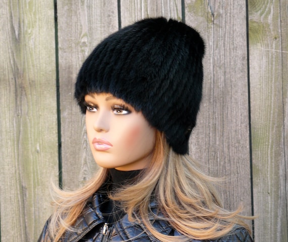 Chapeau en fourrure vison à la mode fille/femme 100 % véritable véritable  hiver
