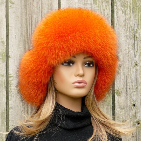 Furry Yellow Trapper Hat for Women, Warm Fur Winter Hat, Hot  display picture 3