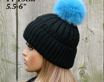 Blue Fox Fur Pom Pom, Fluffy Large Pom Pom Ball, Round Soft  display picture 2