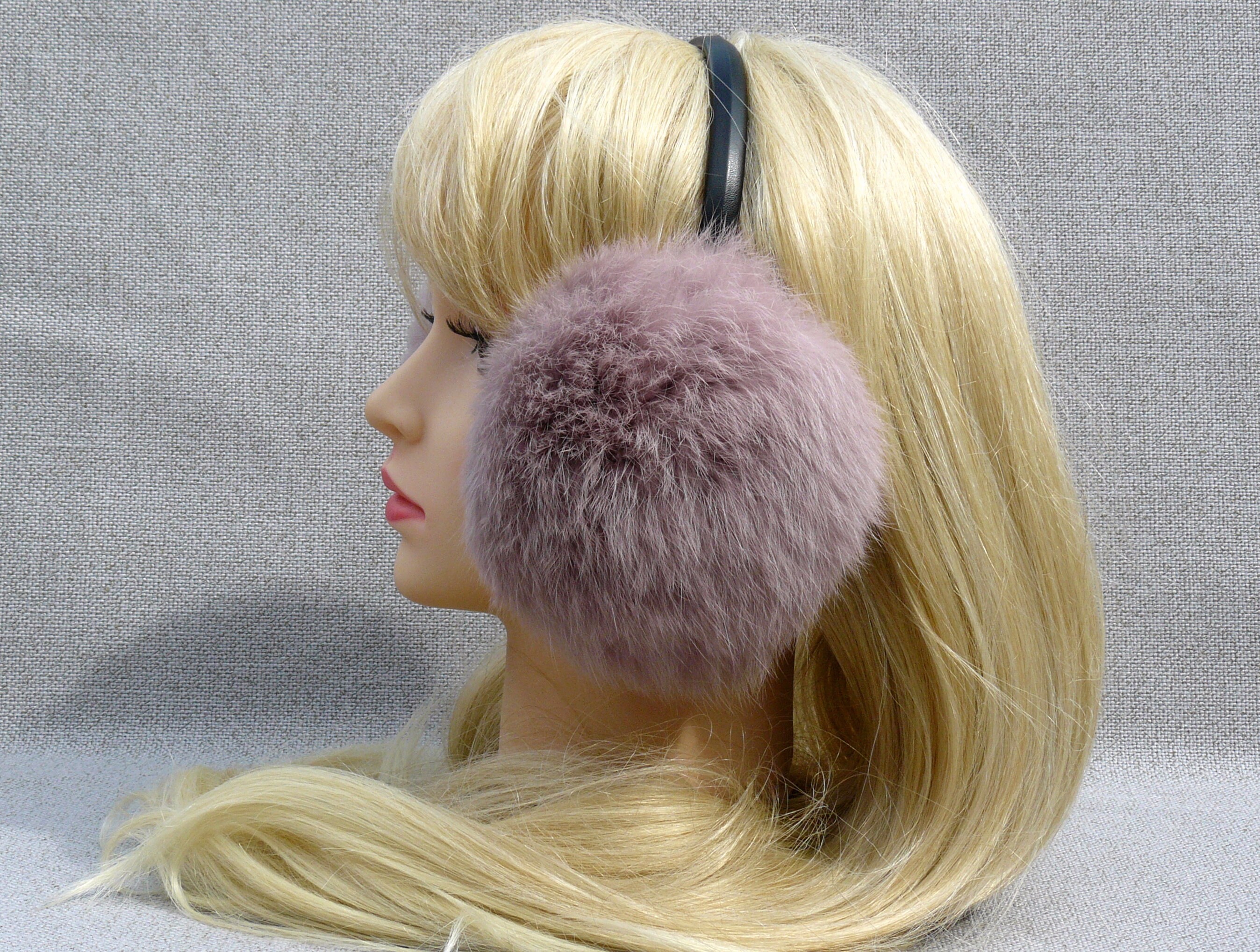 Pink ear warmers Rabbit fur earmuffs Fluffy ear muffs Warm Etsy