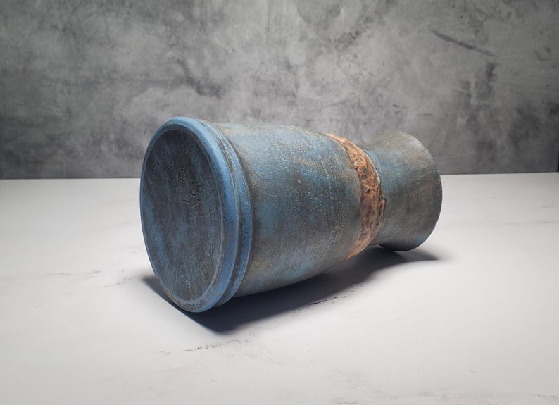 Handmade Ceramic Vase – Hand-carved Blue Rustic Stoneware Flower Pot ...