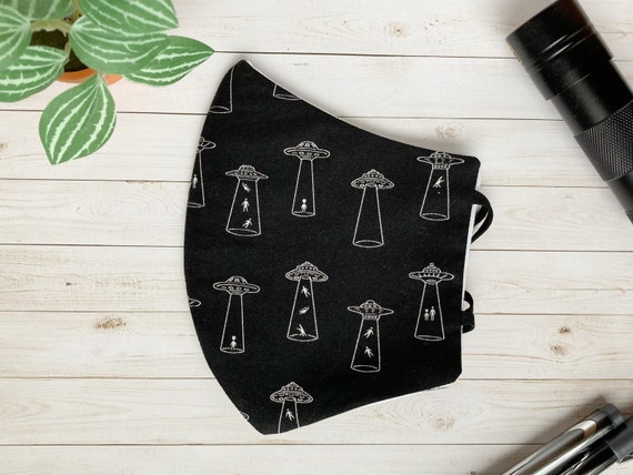 UFO Face Mask : Alien abduction 100% Cotton Face Mask