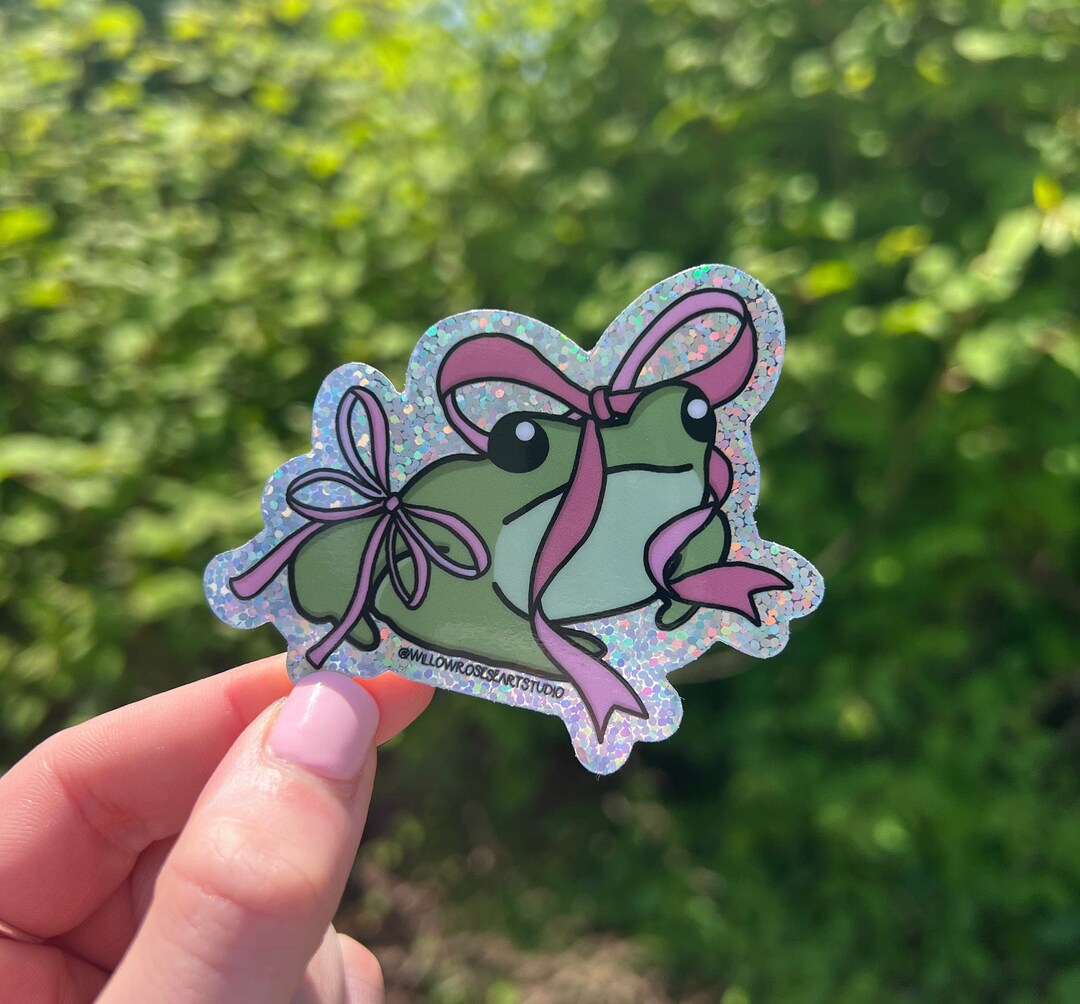 Glitter Frog With Bows Vinyl Sticker - Etsy