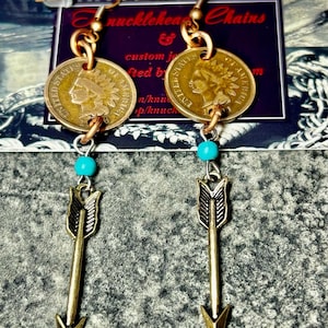 Indian Head Penny Arrow Earrings