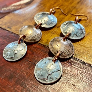 Oorbellen: Buffalo Nickel, Indian Head Penny & Mercury Dime