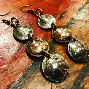 Polished Earrings: 3 Teir Authentic United States Antique Coins