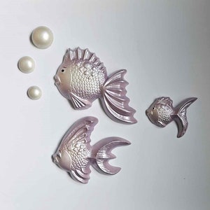 Kitsch Fish Wall Plaque Set - Vintage style, Mid-century, Chalkware, Lefton, Norcrest, Miller, Mermaid, Bathroom decor, Fish