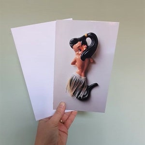 Cartão de aniversário Fin-tastic - design Kitsch Retro Chalkware Mermaid (placa de parede, Lefton, Norcrest)