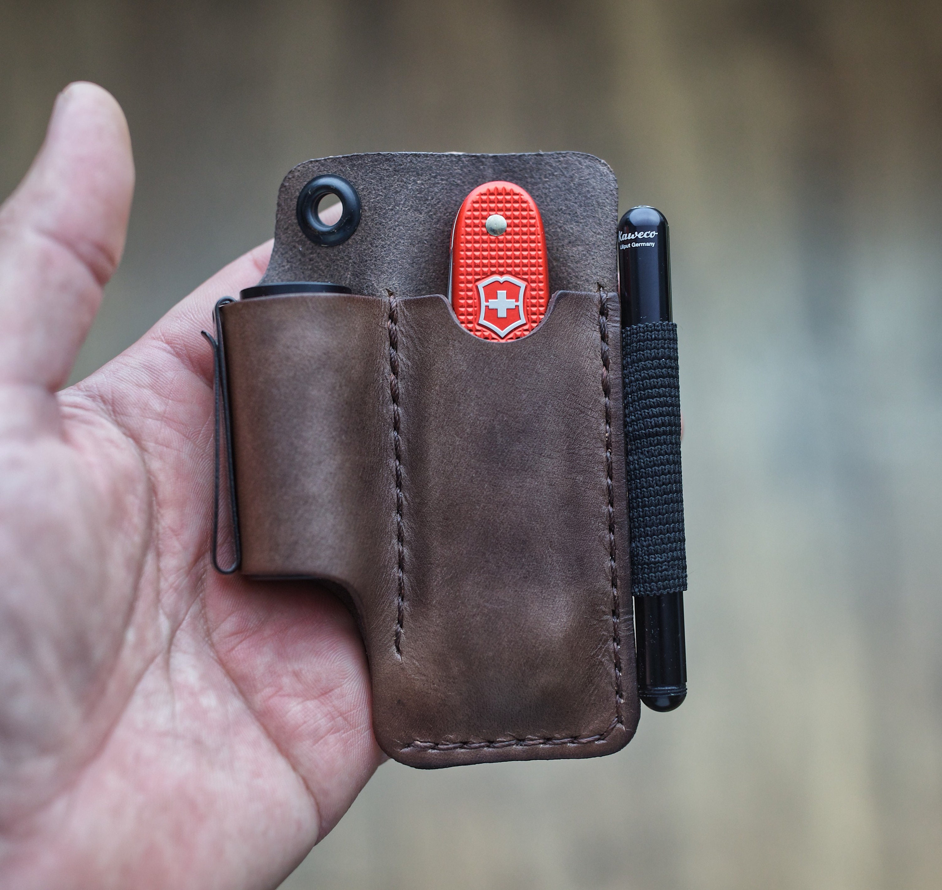 Smooth Mini Trio Everyday Carry Dyed Leather Pocket Pouch EDC Etsy