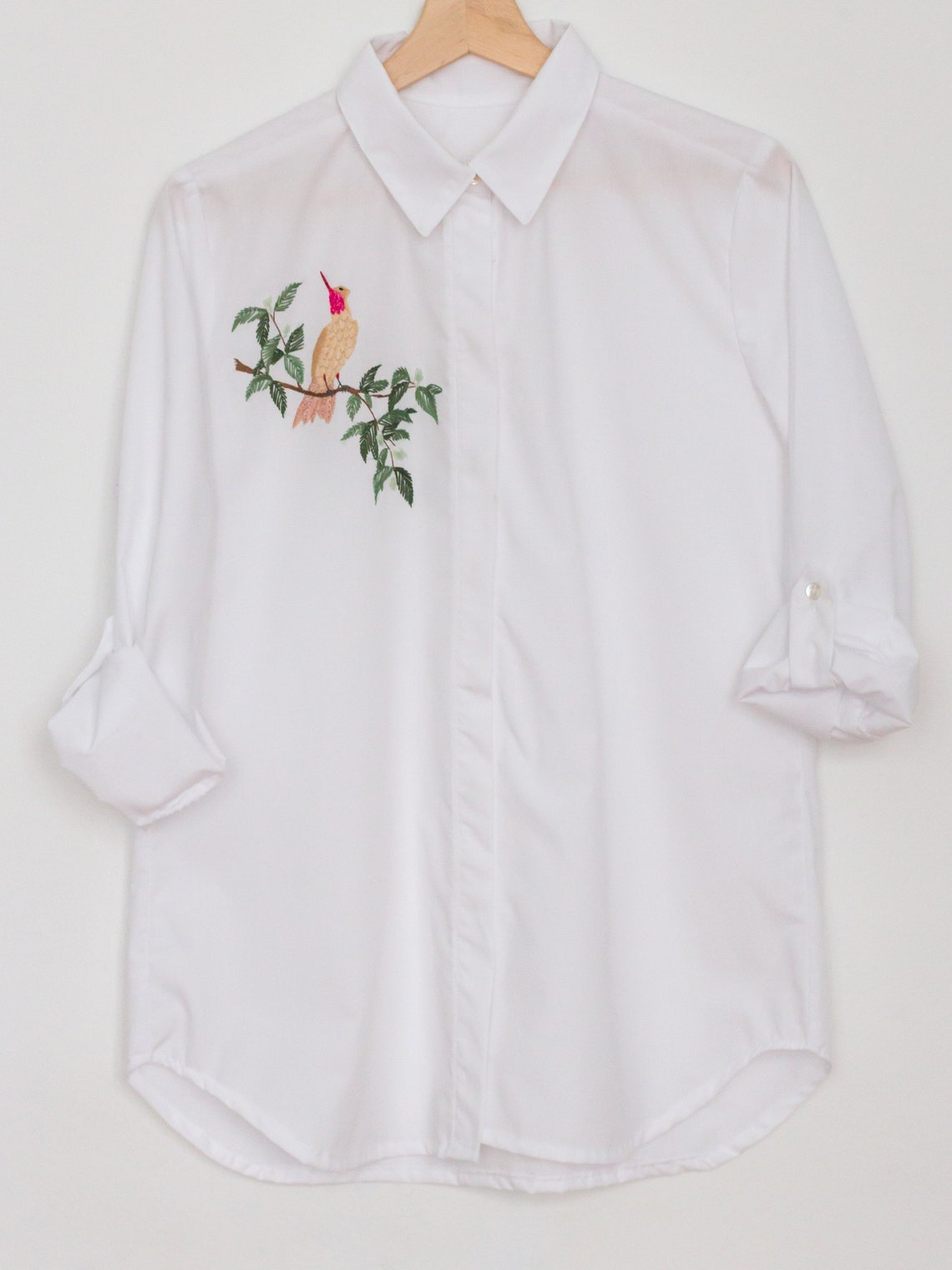 Hummingbird shirt hand embroidered handmade shirt blouse Etsy