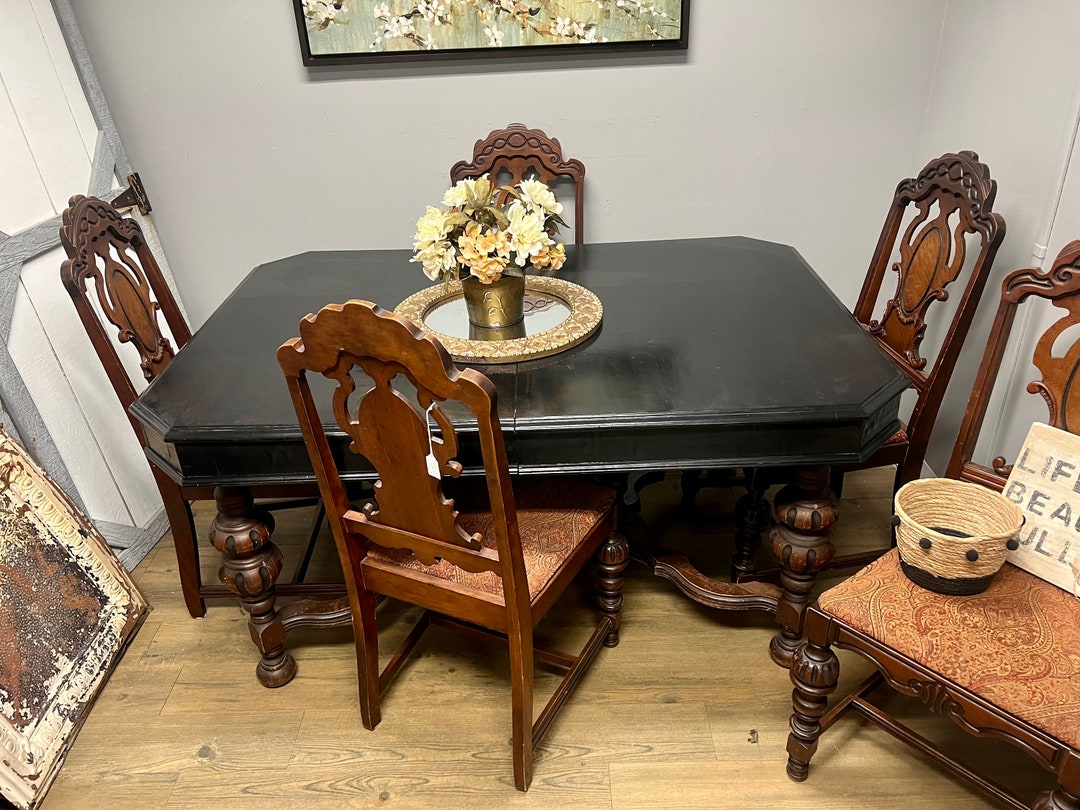 Jacobean Table and 6 Chairs Etsy