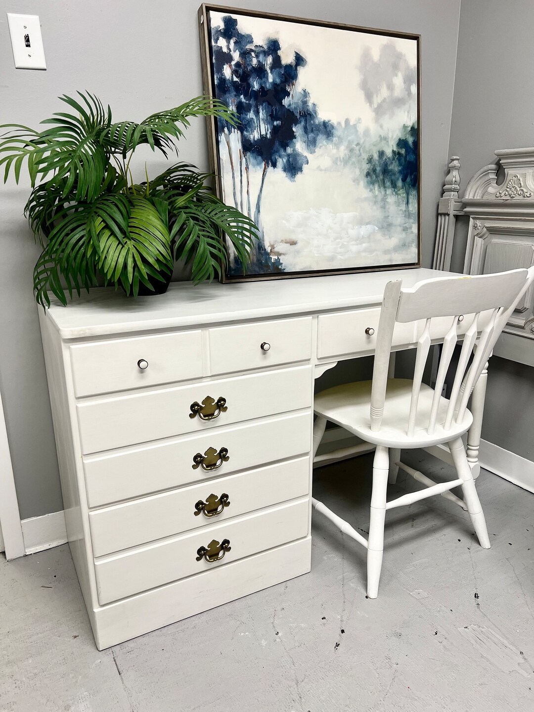 Ethan Allen Refinished Desk and Chair Etsy