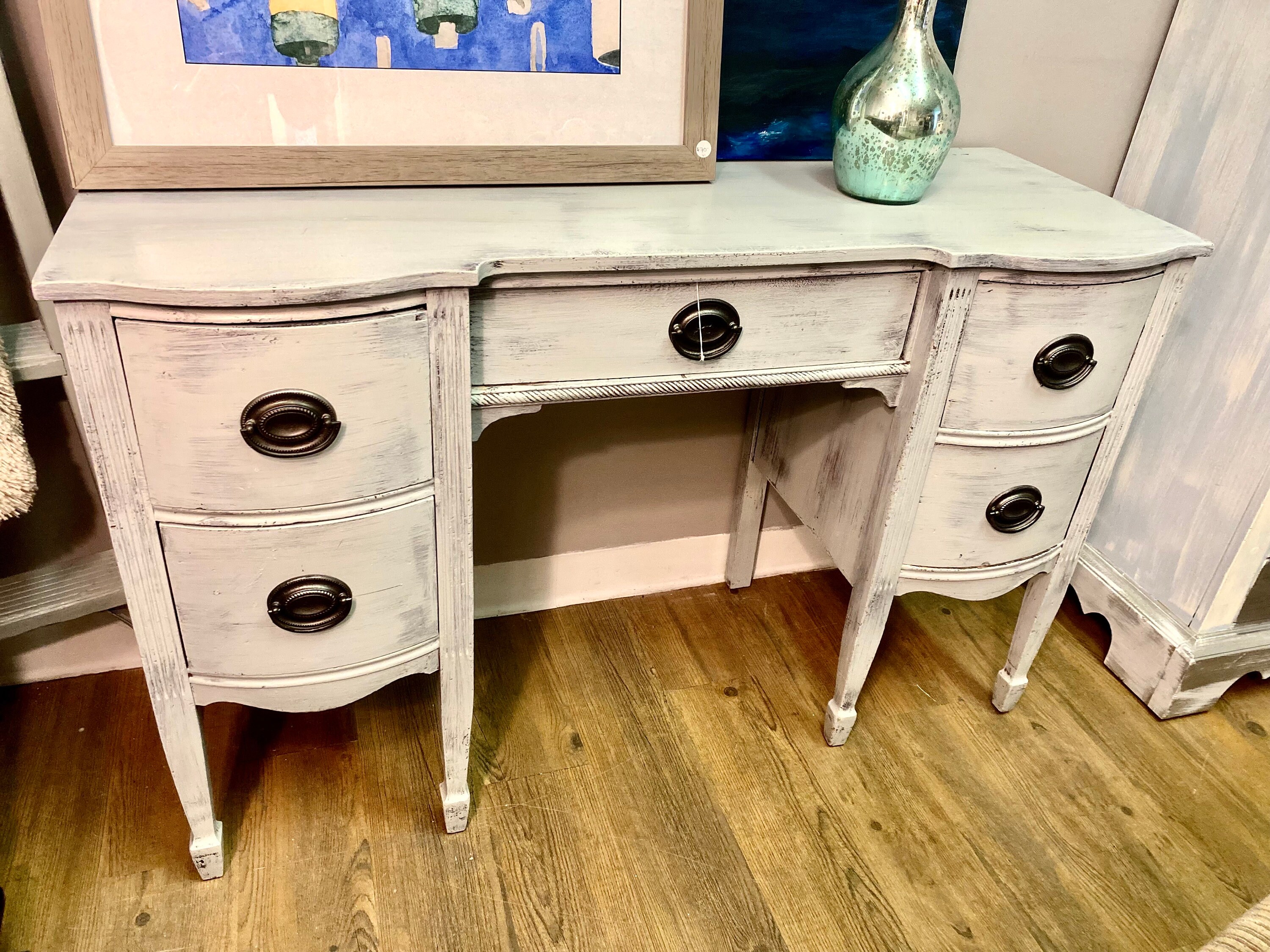 Light Blue Distressed Vanity Hand Painted Vintage Solid Wood - Etsy