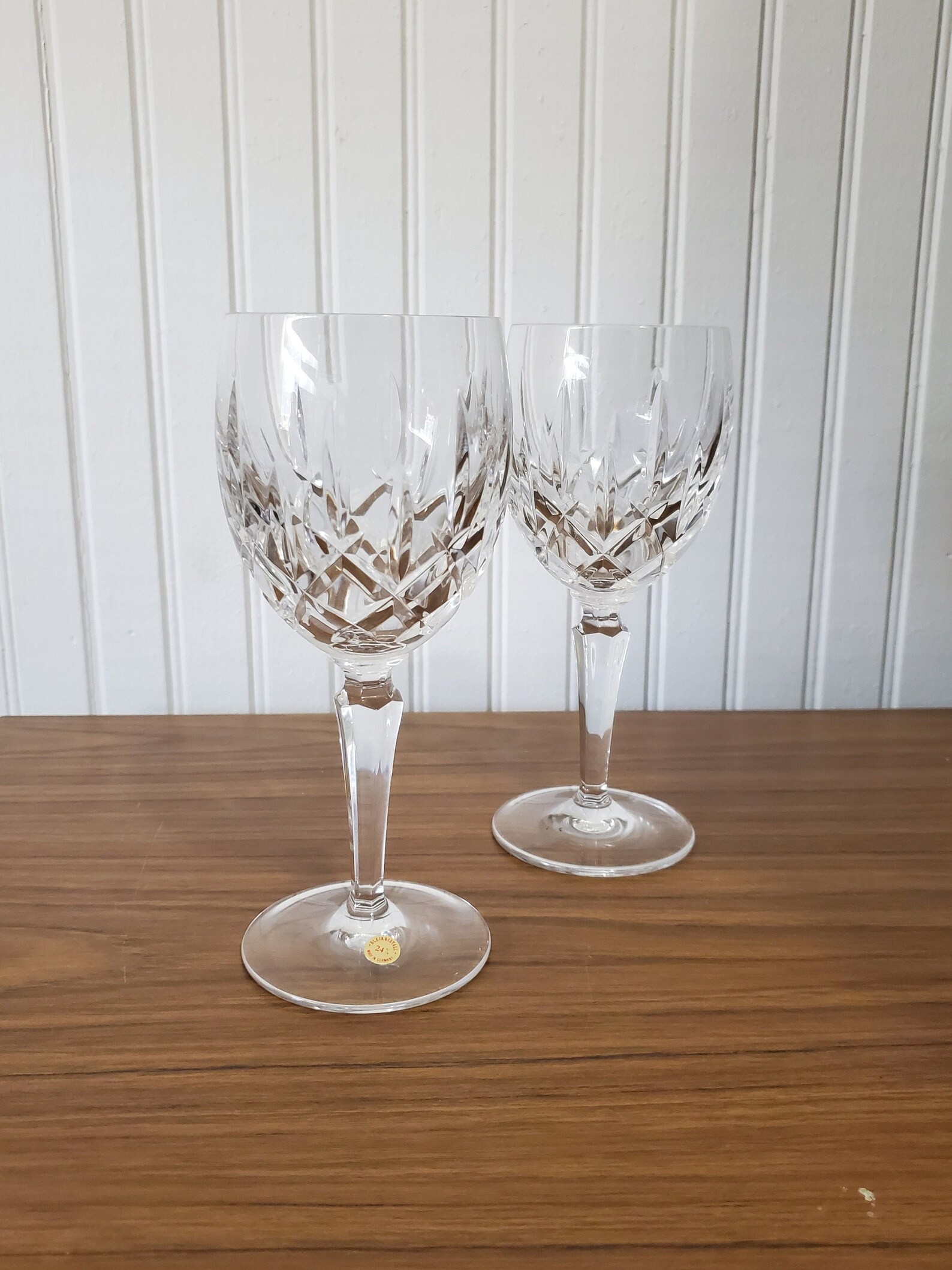 Vintage Set of 2 Bleikristall 24 Lead Crystal Wine Glasses Etsy Canada