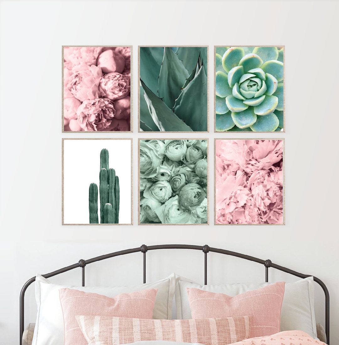 32 Mint Green Wall Art Set, Girl Bedroom Decor, Minimal Printable Art ...