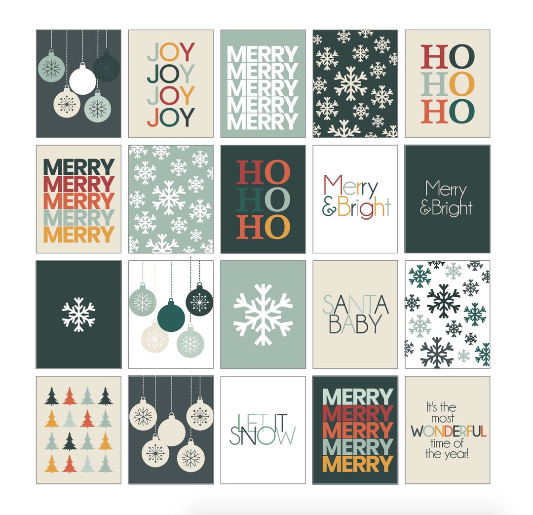 20 Christmas Printable Wall Art, Printable Holiday Wall Art, Christmas