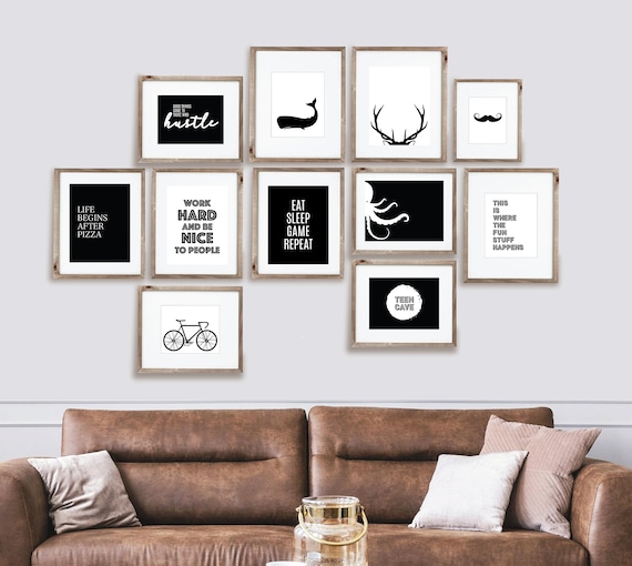 20 Black & White Teen Boy Room Decor Set Printable Wall Art - Etsy