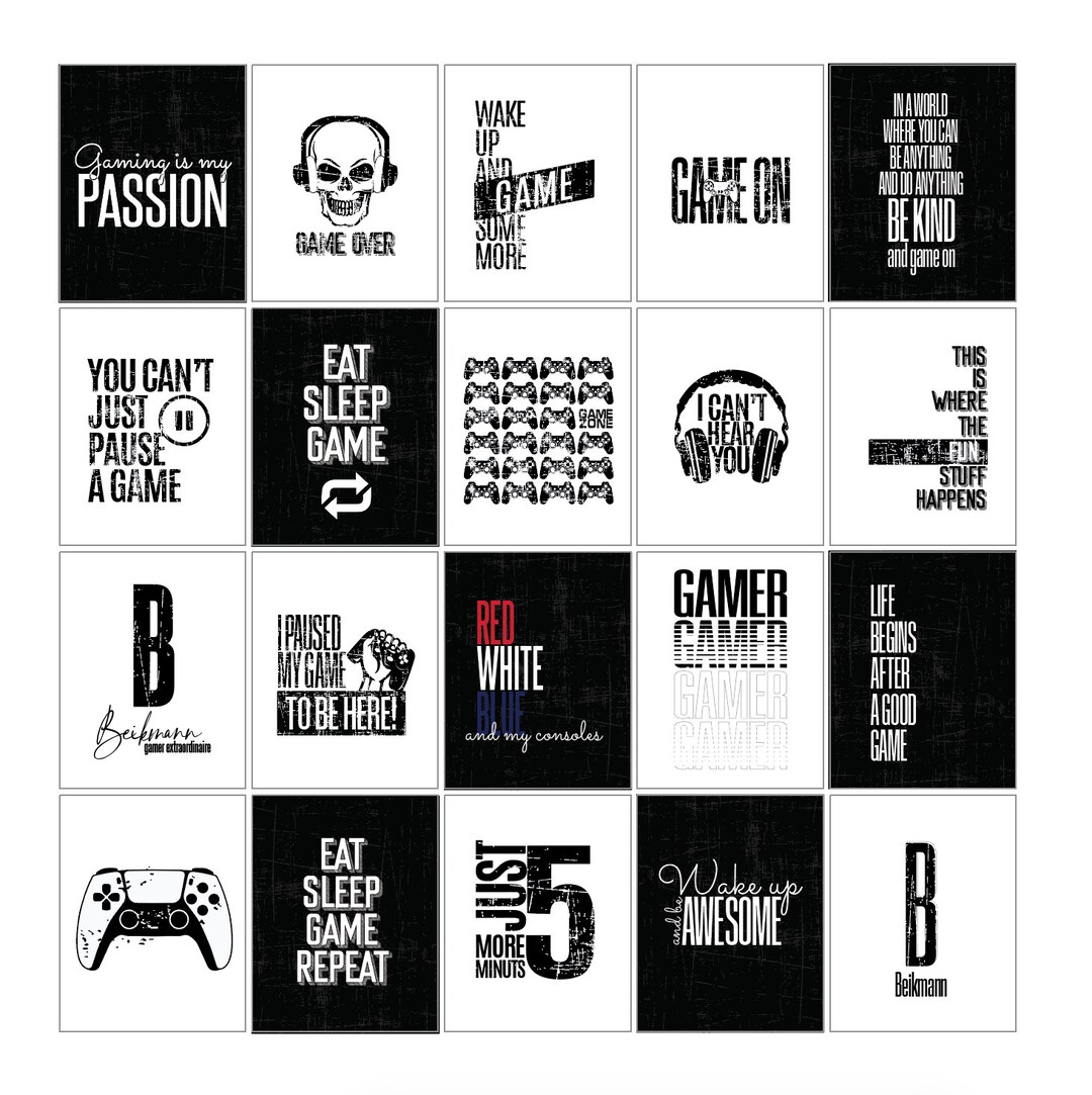 20 Gamer Wall Art Set, Gamer Printable Poster, Gamer Decor, Teen Boy ...