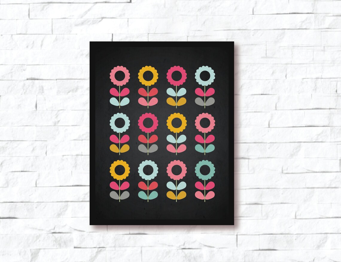 Retro Floral Wall art Instant Download Printable wall Decor Etsy