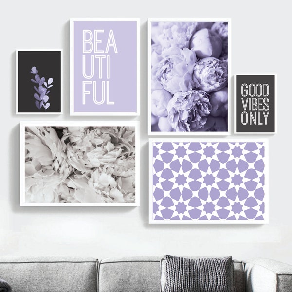 28 Purple Wall art Set, Purple wall Decor set, Girls room decor, Girl bedroom wall art, Purple prints, Printable wall art, Prints for girls