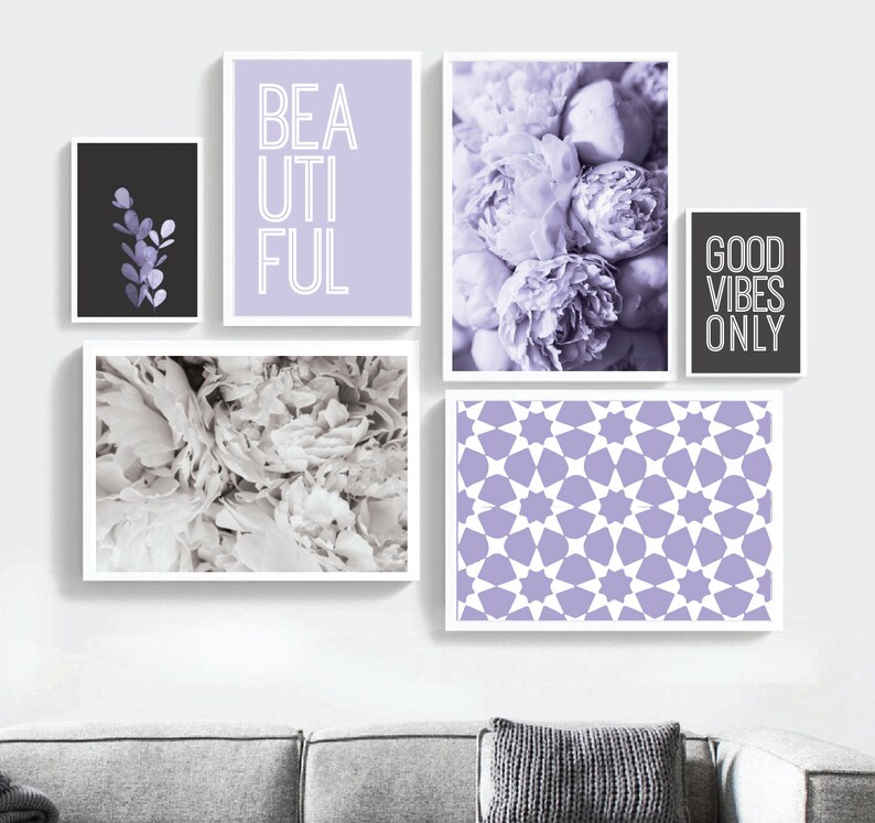 28 Purple Wall Art Set Purple Wall Decor Set Girls Room Etsy