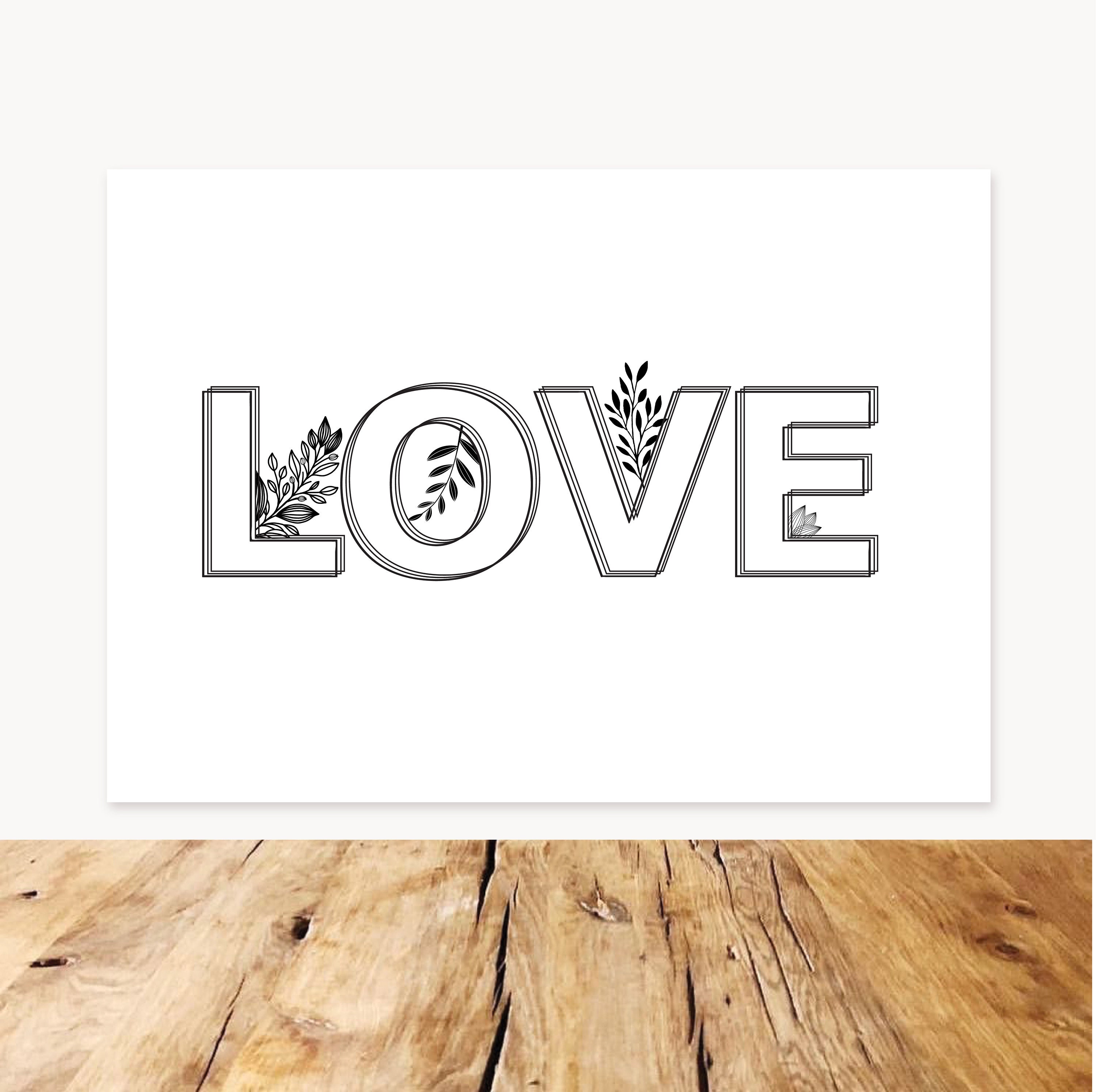 Black And White LOVE Wall art Modern Minimalist Decor House Etsy