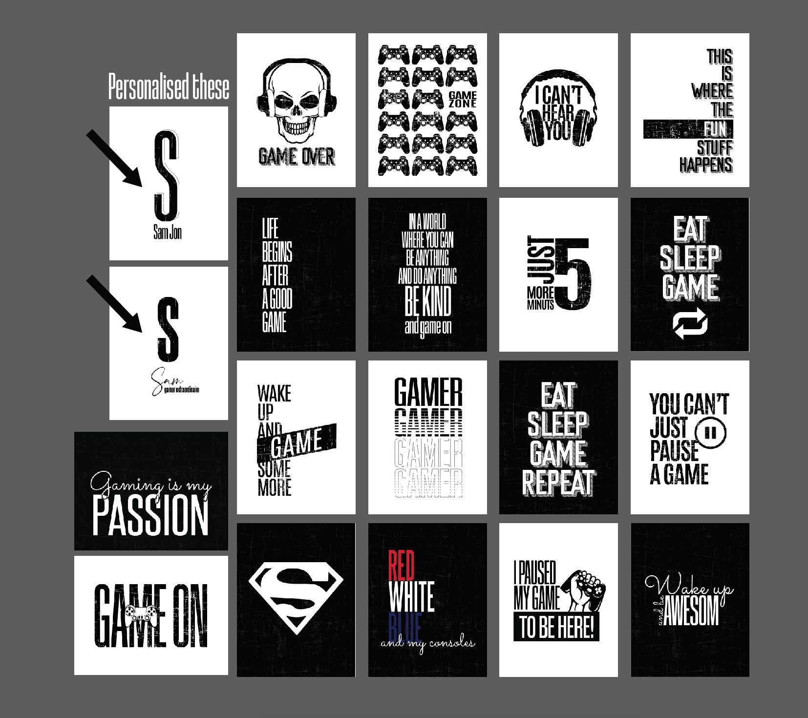 20 Gamer Wall Art Set Gamer Printable Poster Gamer Decor Etsy Australia