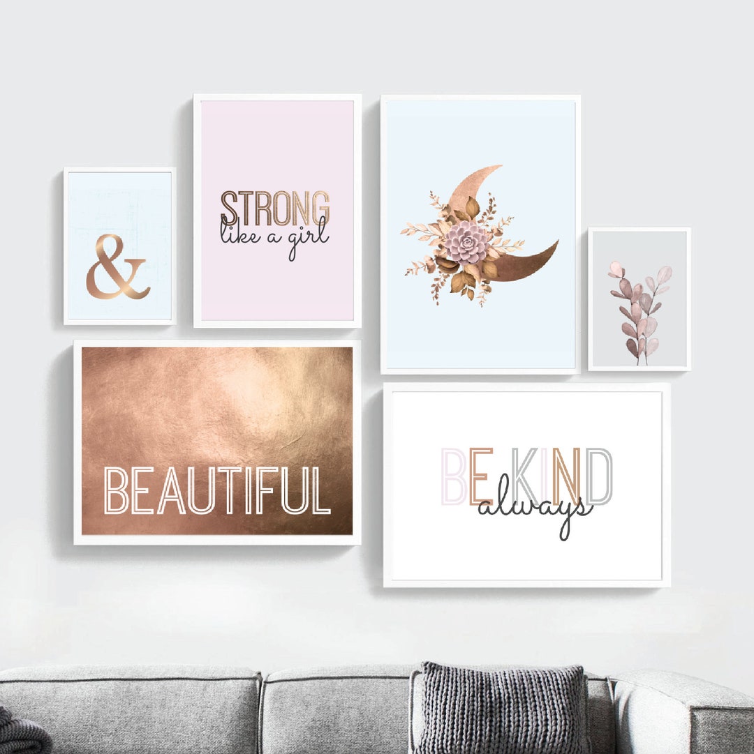 Girl Bedroom Decor, Girl Room Print Set, Printable Wall Art Set, Blush ...