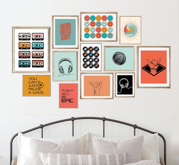 24 Colourful Teen Boy Room Decor Set, Printable Wall Art Set, Teen