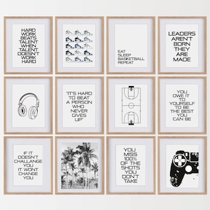 12 sport afdrukbare muurkunst set, tienerkamer kunst aan de muur, inspirerende sportcitaten, tienerkamer decor, sportposter set, empowerment quote prints