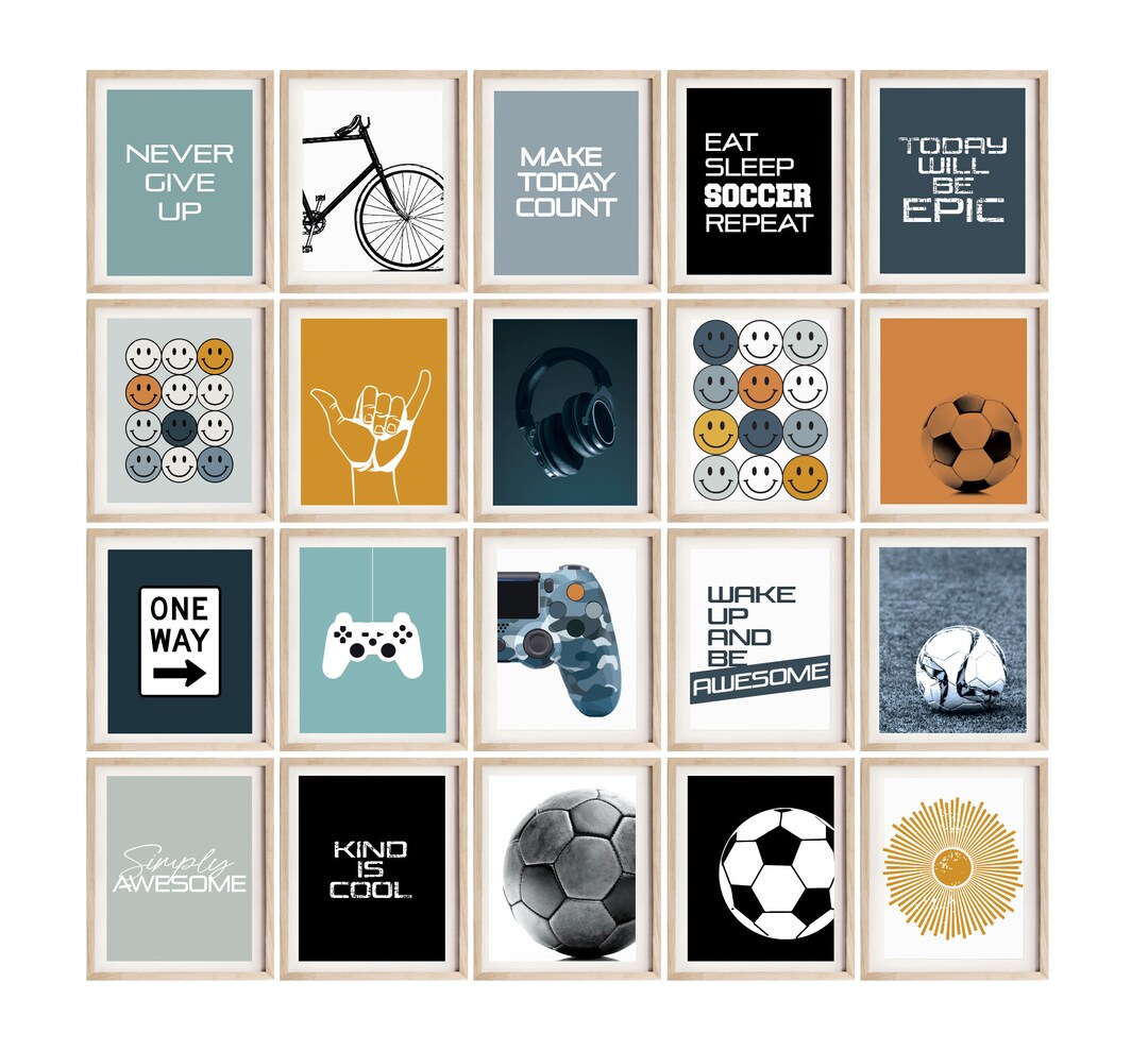 27 Teen Boy Room Decor Set, Teen Boy Wall Art, Printable Wall Art Set ...
