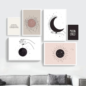 12 Blush Pink Teen Girl print set, Printable wall art bundle, Girl bedroom wall decor, Pink wall art set, dorm room essentials, moon phase