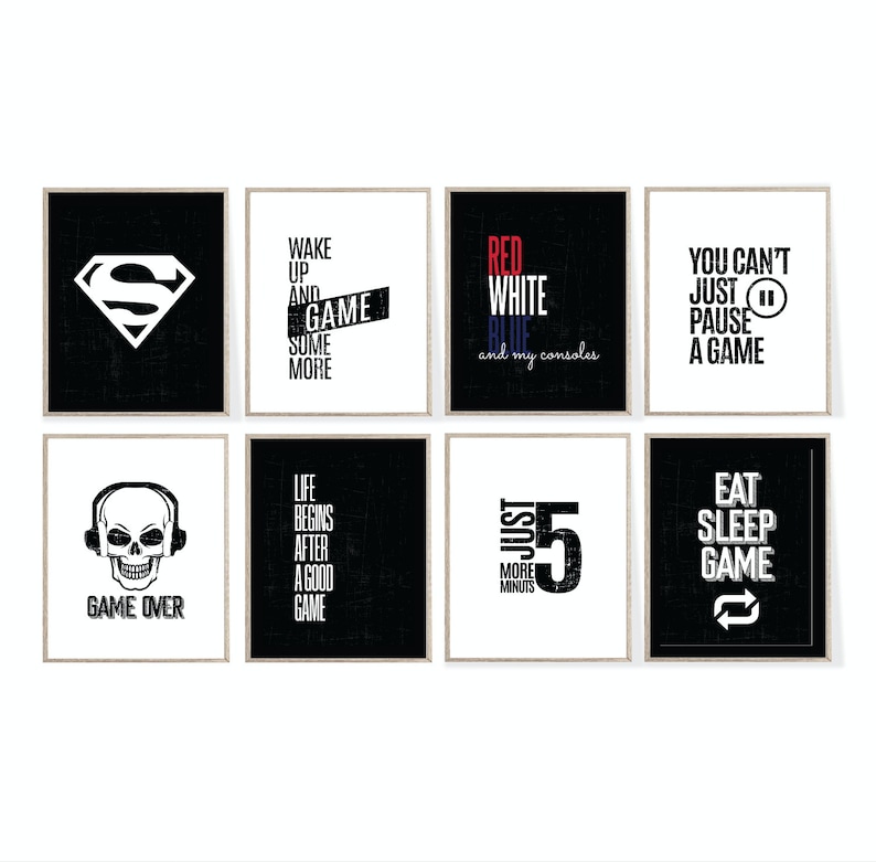 20 Gamer Wall Art Set Gamer Printable Poster Gamer Decor Etsy