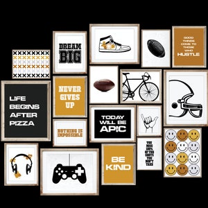 30 Black & White Teen Boy Room Decor Set, Printable Wall Art Set ...