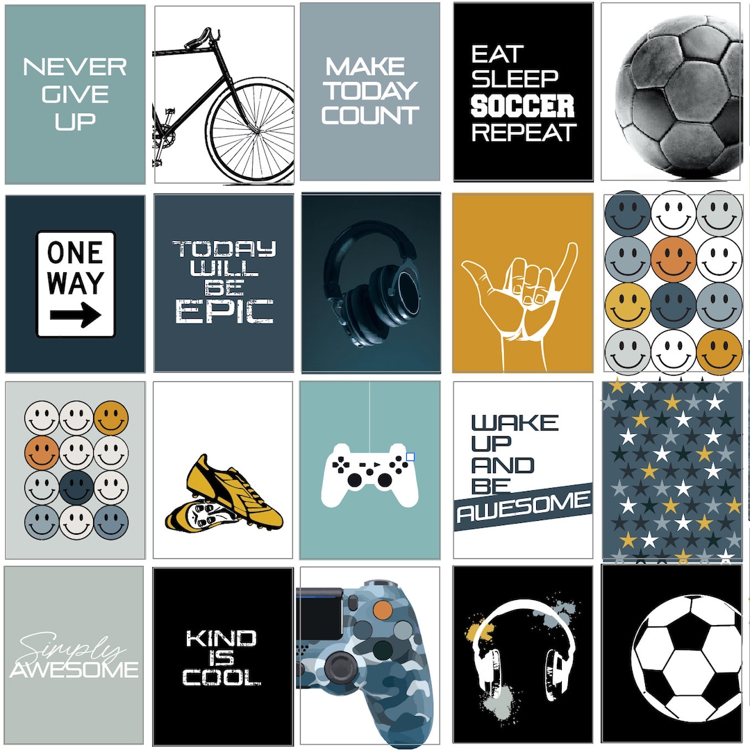 27 Teen Boy Room Decor Set, Teen Boy Wall Art, Printable Wall Art Set ...