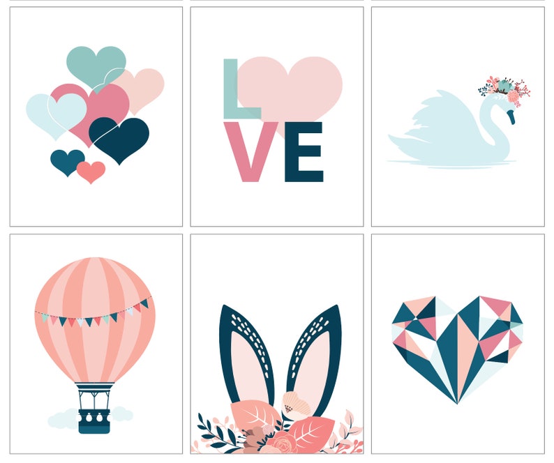 12 Pink Wall Art Set Teen Girl Wall Art College Dorm Decor Etsy