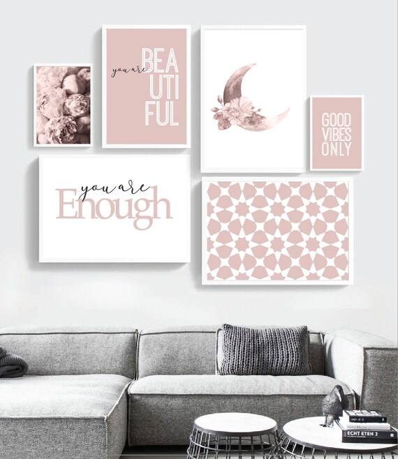 12 Blush Pink Teen Girl Print Set, Printable Wall Art Bundle, Girl
