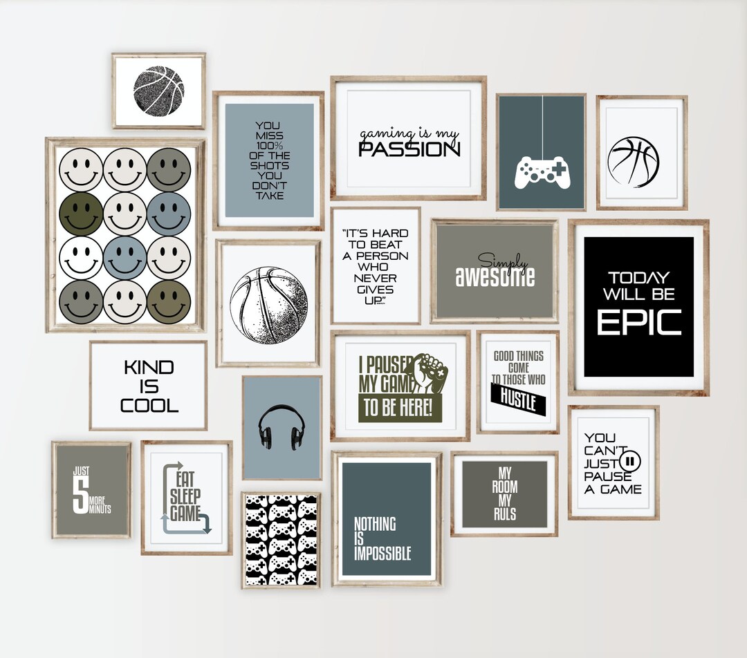 20 Teen Boy Room Decor Set, Printable Wall Art Set, Basketball Wall Art ...