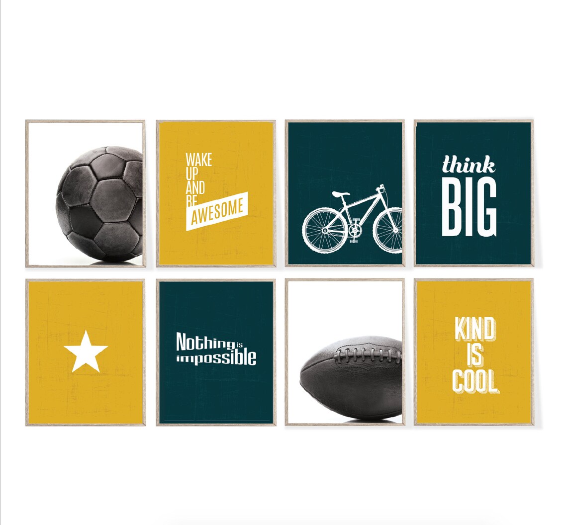 8 Sport Printable Wall Art Set Teen Boy Room Decor Set | Etsy