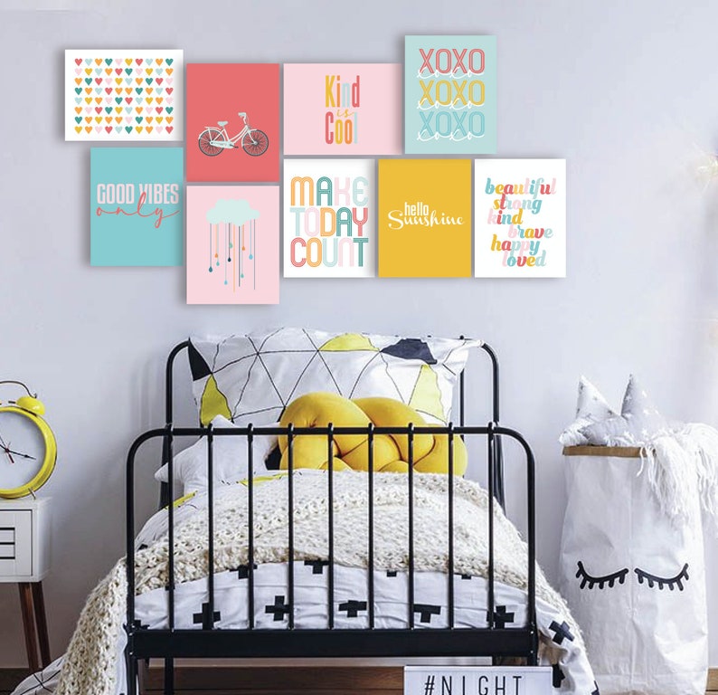 33 Teen Room Wall Art Set Girl Room Colourful Wall Decor Etsy