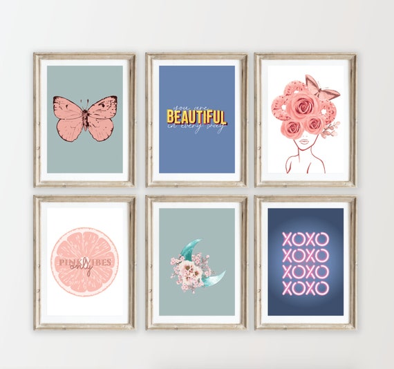 Whimsical Girl Wall Art, Girl Room Decor, Teen Girl Room Art, Dorm  Printable Wall Art, Pink Print Set, Teen Wall Art Set, Girl Quote Prints 