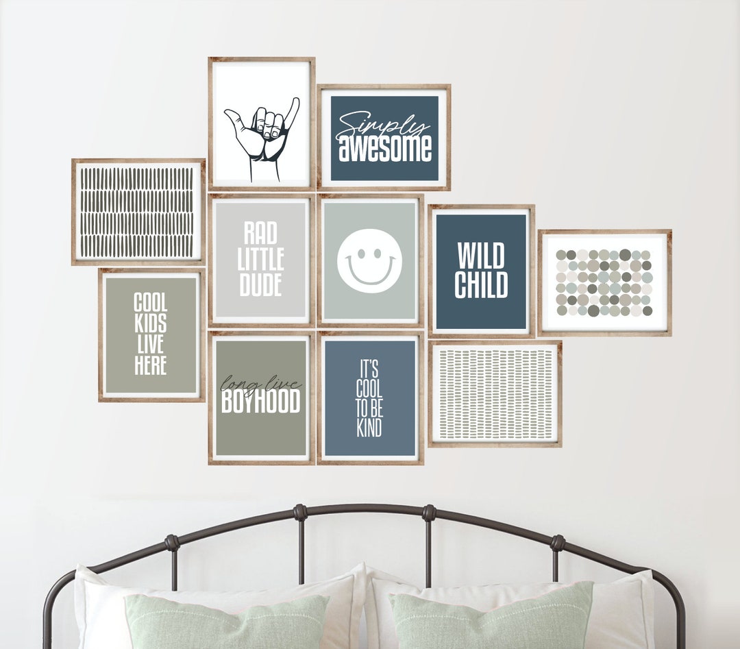 20 Blue Green Wall Art Set, Boys Room Print Set, Boys Room Decor, Teen ...